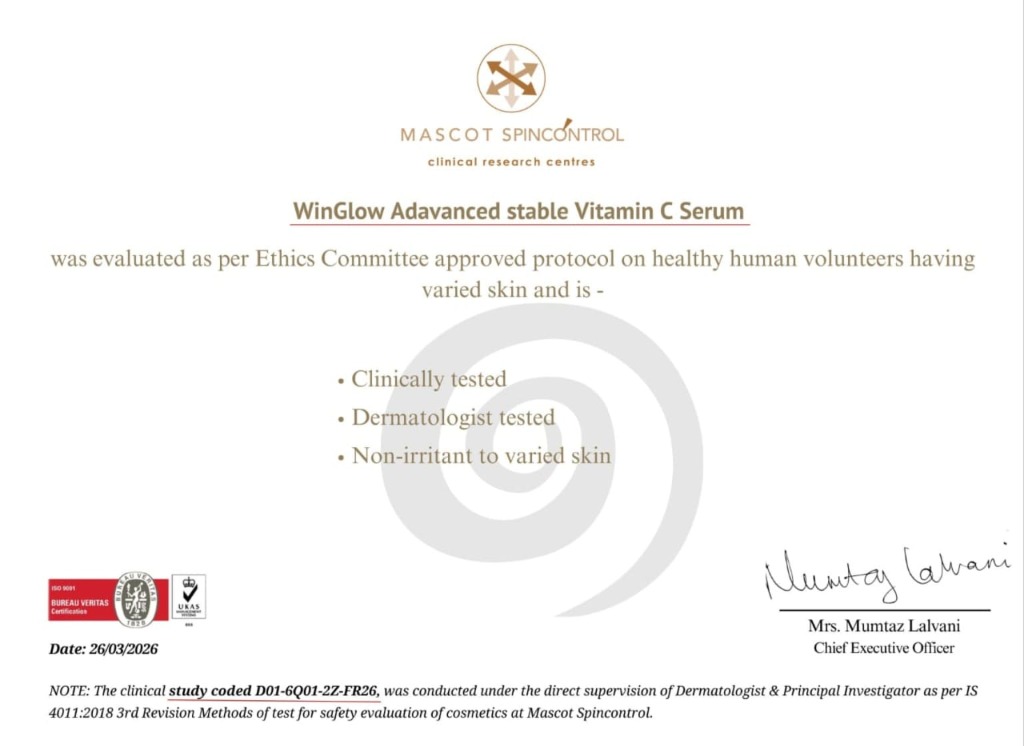 WINGLOW Mascot Spincontrol Clinical Test Certificate